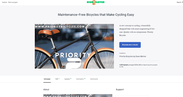 Priority Bicycles Kickstarter project