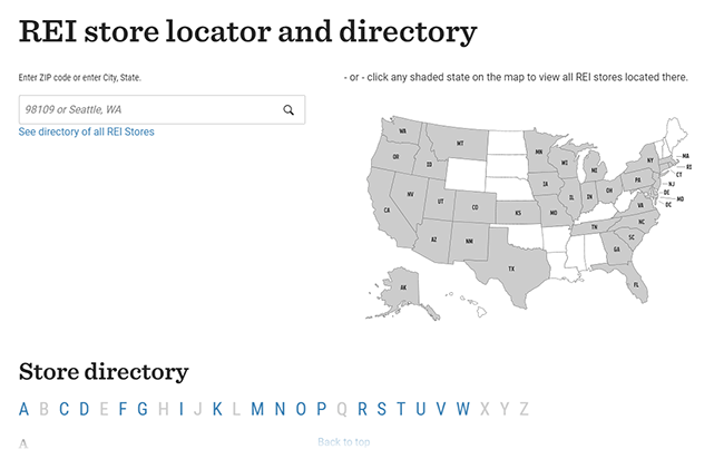 REi store locator