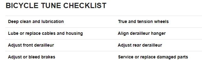 pros closet bicycle tune checklist