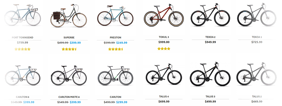 Selection of Raleigh Bikes