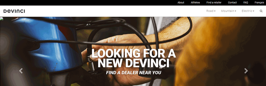 devinci website front page