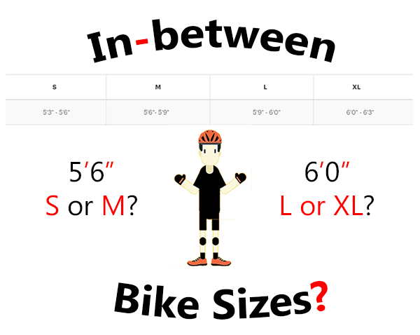 In between on sale bike sizes