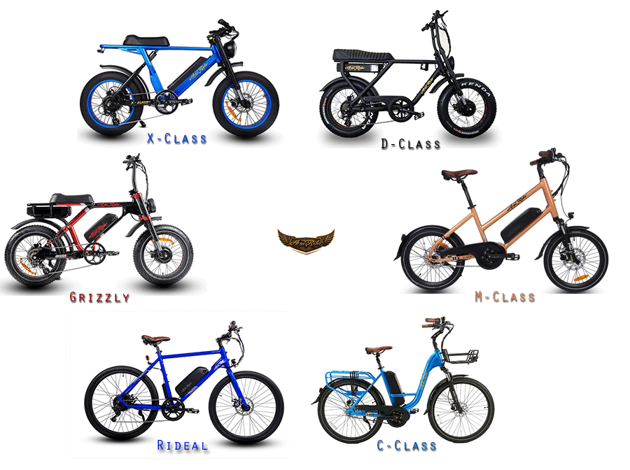 photo collage of ariel electric bikes