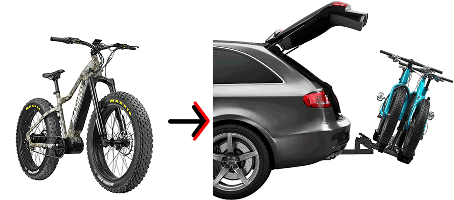 KAC 2-Bike Hitch Mounted Premium Platform Rack Fat Tire 1.25" Hitch E-Bikes 