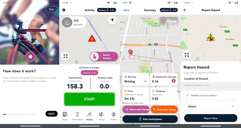 flare cycling safety app