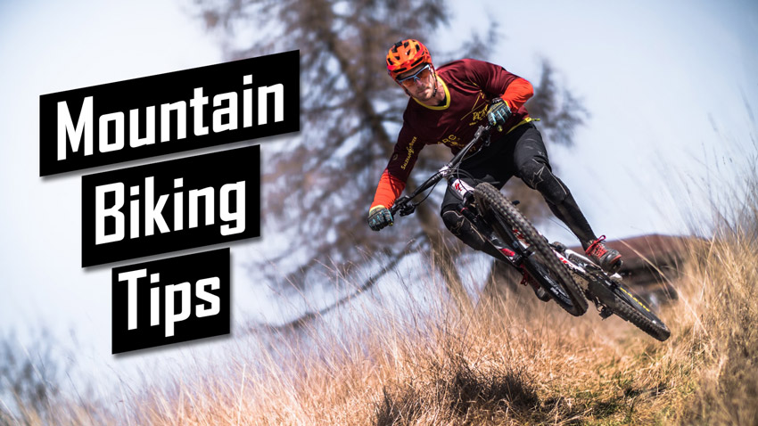 male rider practicing mountain biking skills