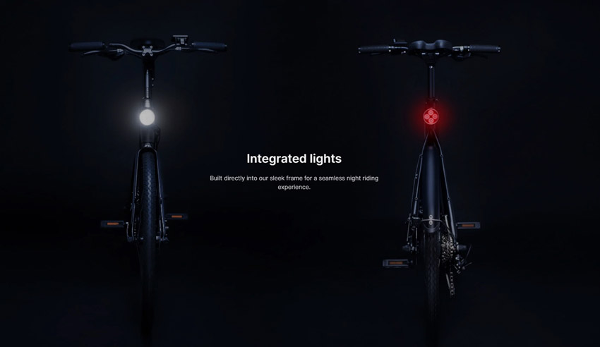 wing bikes in the dark with integrated lights