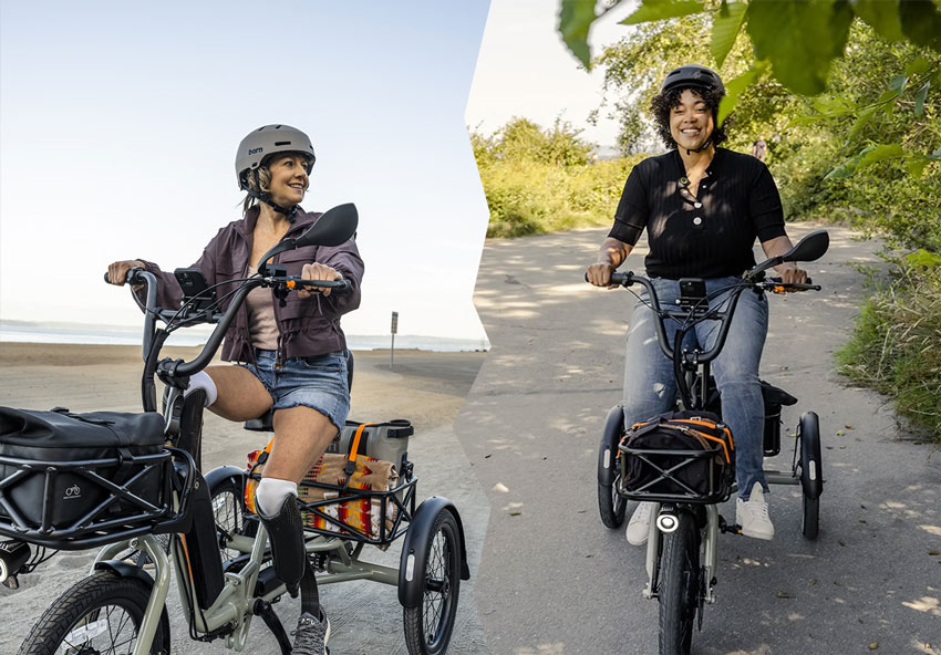 two women riding radtike 1 e-trike