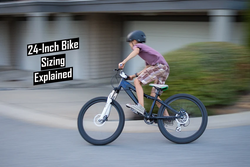 boy riding a 24-inch bike at a high speed