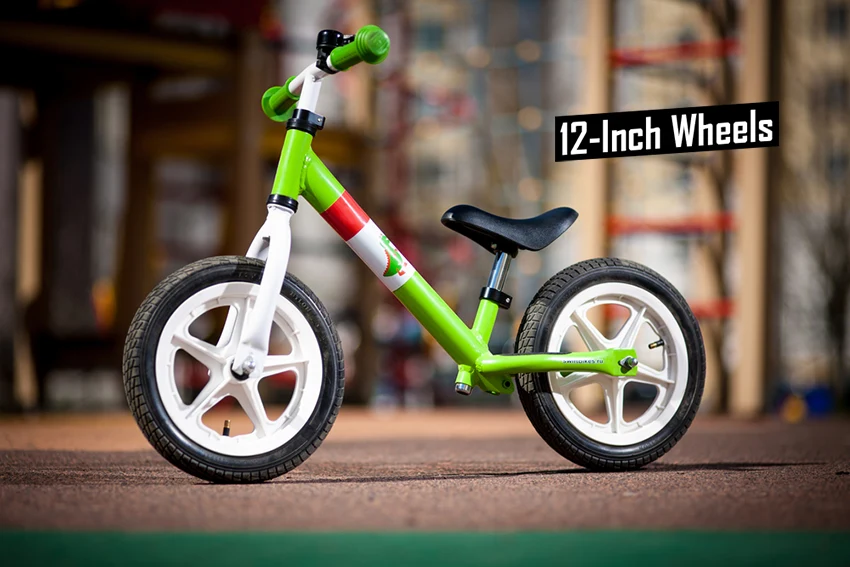 a kids' balance bike with a 12-inch wheel size