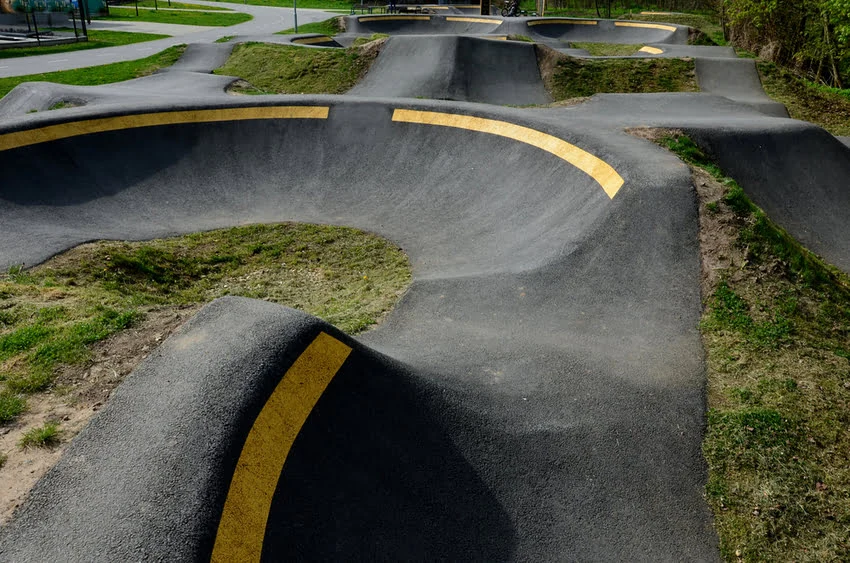 closeup of a pump track