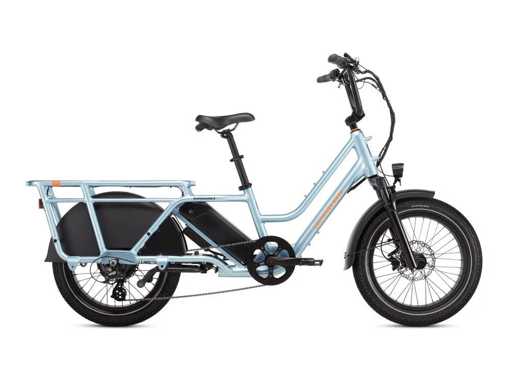 light blue radwagon 5 electric cargo bike