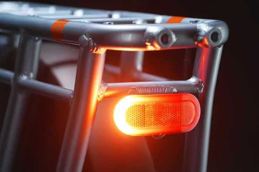 a closeup of radwagon 5's rear light with turn signals