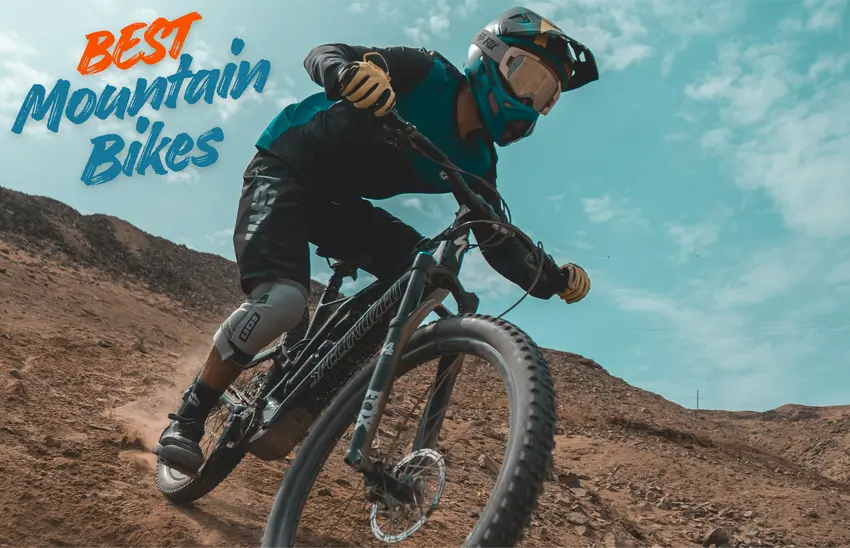 mountain biker descending on a mountain bike